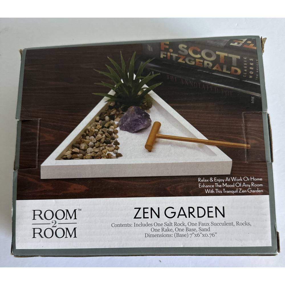 Room 2 Room Zen Garden Gift Beach Sand Rake Desktop Plant Salt rock NEW